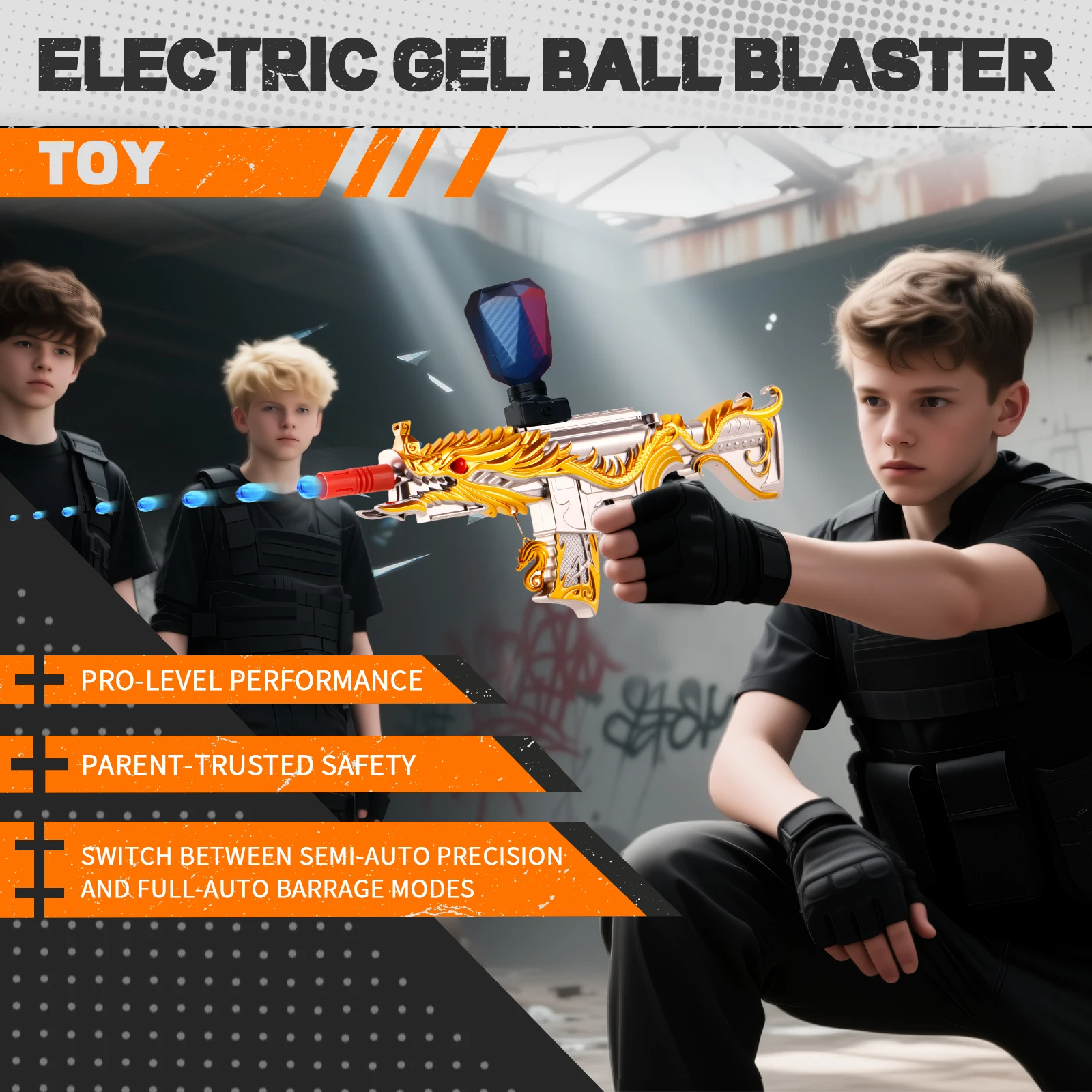 Von der Eltern zugelassen! Gel-Ball-Blaster, elektrische automatische Feuer-Spritzpistole, Spiele für Outdoor-/Indoor-Spiele ab 14 Jahren)