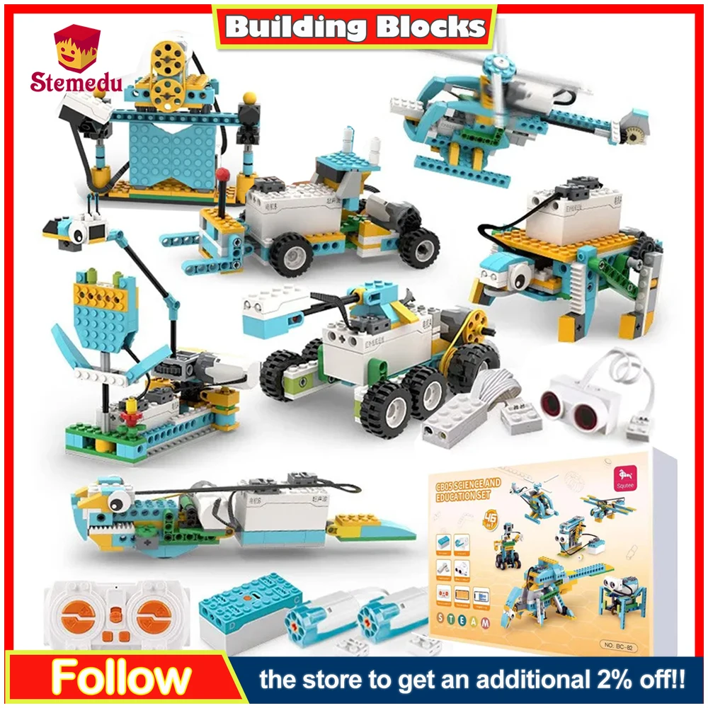 Blocchi educativi STEM: kit di mattoni robot programmabili, gruppo puzzle a vapore ad alta tecnologia per l'apprendimento precoce delle scienze