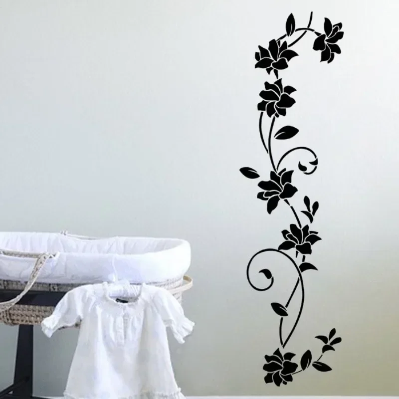 

European and American black classic flower vine branch bedroom background decoration sticker removable wall sticker