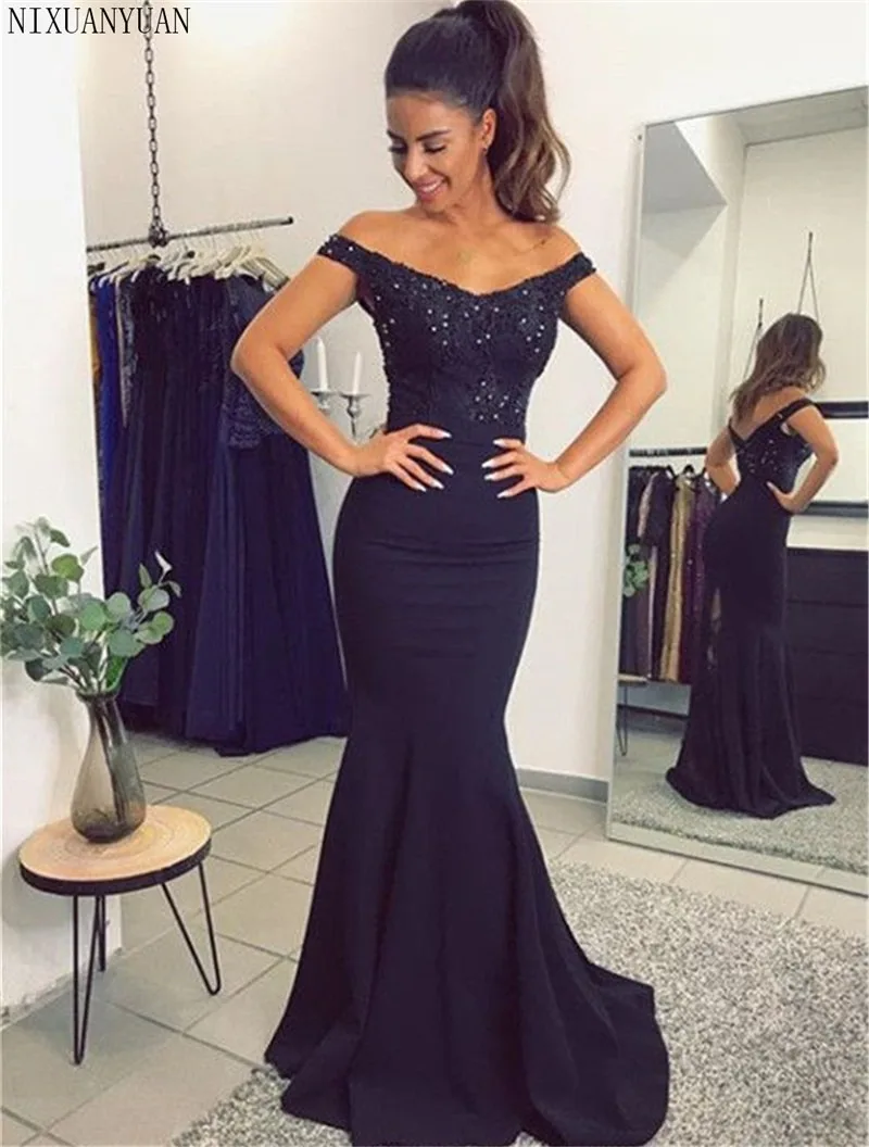 

Formal Mermaid Evening Dress 2023 Boat Neck Off The Shoulder Satin Long Party Dresses Cheap Wedding Guest Gown Robe De Soiree