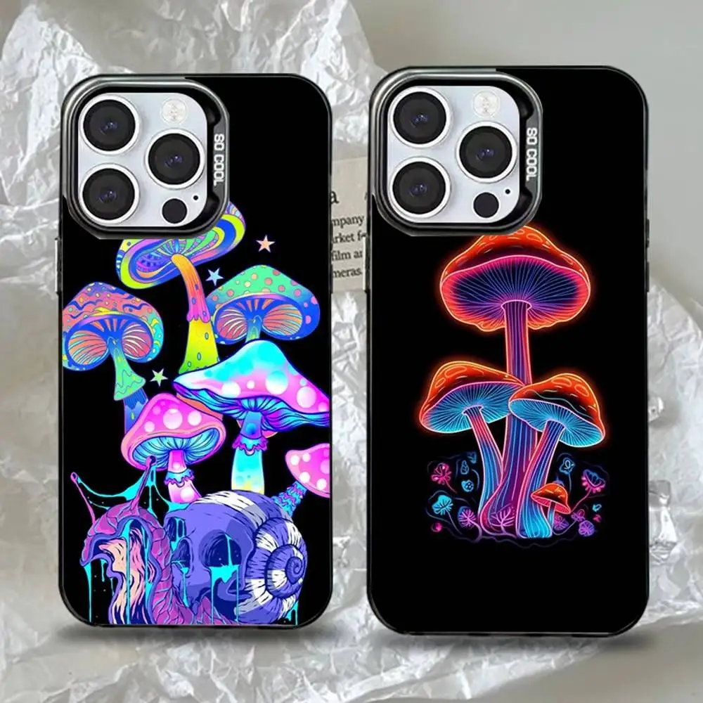 

Чехол для телефона Trippy Psychedelic Mushrooms для iPhone 16,15,14,13,12,11, Pro, Max, Plus, Mini, XS, SE, черный матовый жесткий бампер с защитой от падения