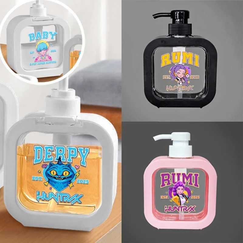 

300ml KPop Demon Hunters Anime Sub-bottling Refillable Lotion Shampoo Shower Gel Holder Travel Portable Dispenser Pump Bottles
