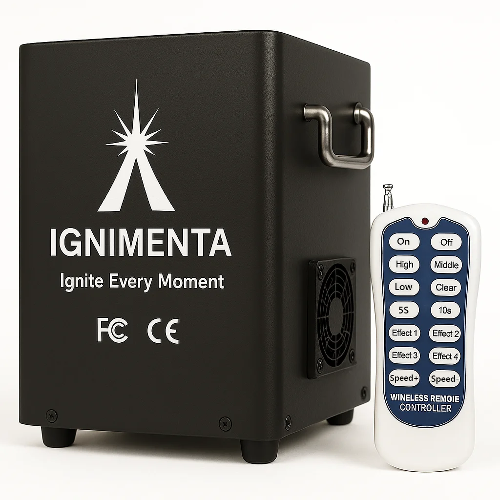 

Машина для холодных искр 800 Вт - готовность за 4 минуты, пульт на 16 кнопок + DMX, эффект без пламени, гранулы без засоров для свадеб и вечеринок