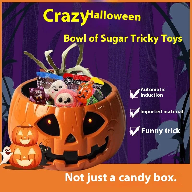 2024 Halloween Electric Toy Candy Bowl With Jump Skull Hand Scary Eyes Party Creepy Decoration Haunted Skull Bowl Horror Prop