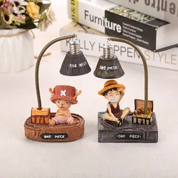 One Piece Figures Luffy 17cm Cute Chopper With Night Lamp Light Home Decoration Ornament Kawaii Collectible Charm Gift Toy Resin