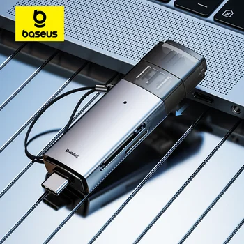 Baseus 노트북 액세서리용 스마트 카드 리더, USB C 및 USB3.0 에서 SD 마이크로 SD TF 메모리 카드 장치, 104 MB/s, 2TB