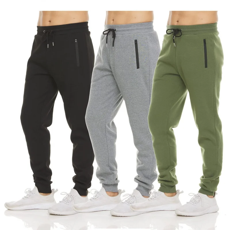

New Men's Sports Casual Pants Zipper Jogger Knit Pants Fitness Running Trousers