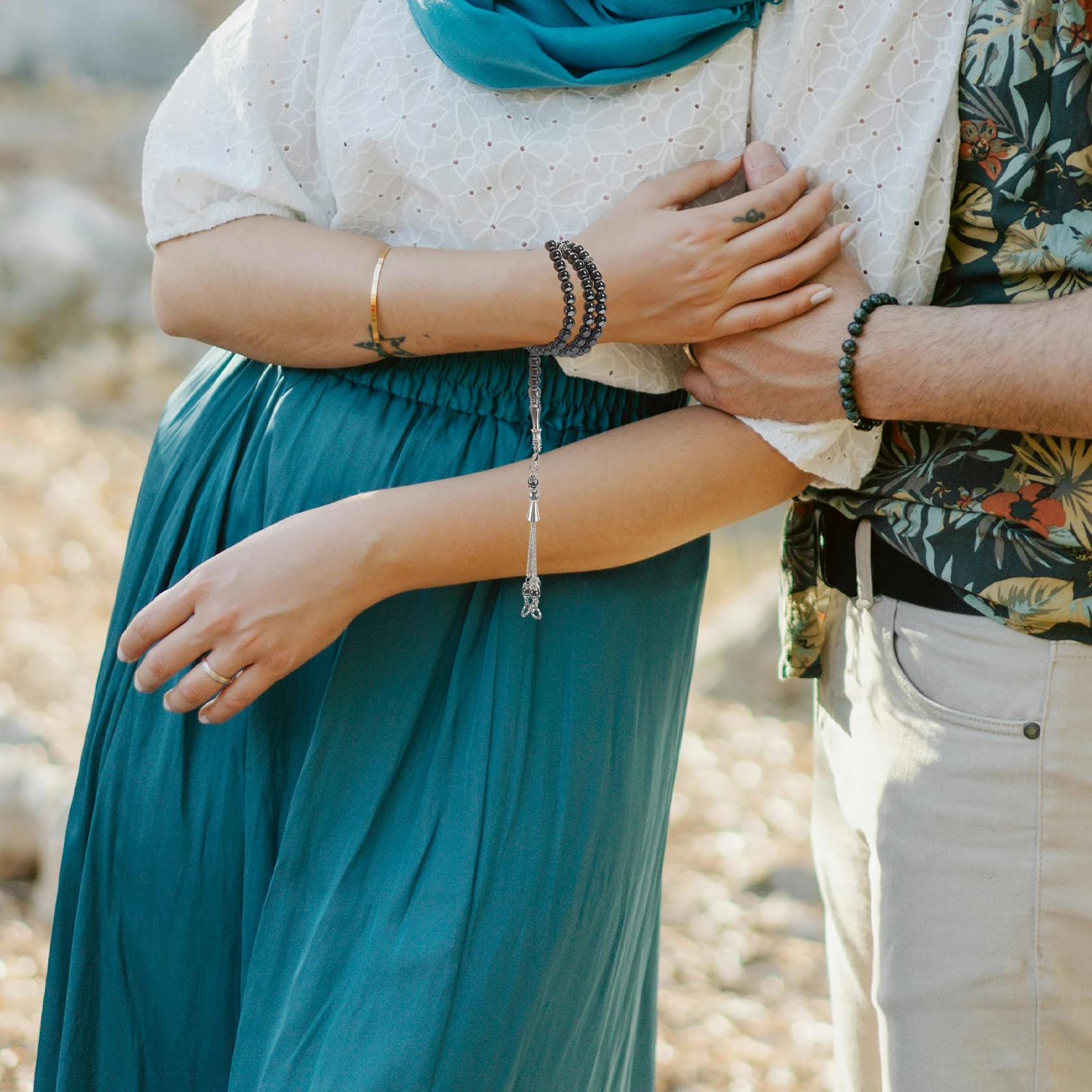 خرز صلاة مسلم من العقيق الأسود مصنوع يدويًا بسلاسة للعبادة والتأمل والاستخدام اليومي ومستلزمات الصلاة مسبحة إسلامية