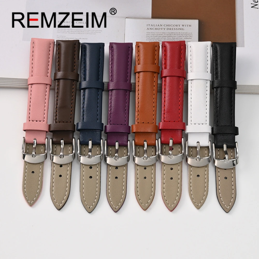 Soft Leather Watchband 16mm 18mm 20mm 22mm Comfortable Wristwatch Bracelet Men Women Watch Band