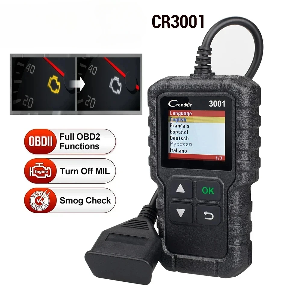 

Диагностический сканер LAUNCH OBD2 X431 CR3001, сканер для диагностики двигателя с полными функциями OBDII, устройство для сканирования кодов автомобиля, предупреждение о выключении, беспроводное обновление