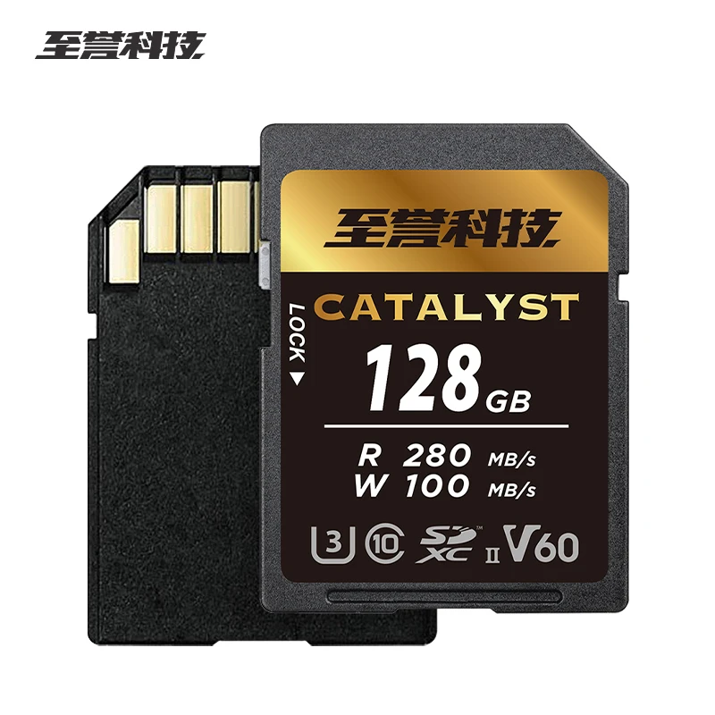 EXASCEND SD Card 128GB Memory Card U3 V60 Catalyst SDXC UHS-II C10 256GB 512GB Original 280MB/s 3D TLC 3.3V SD card for Camera