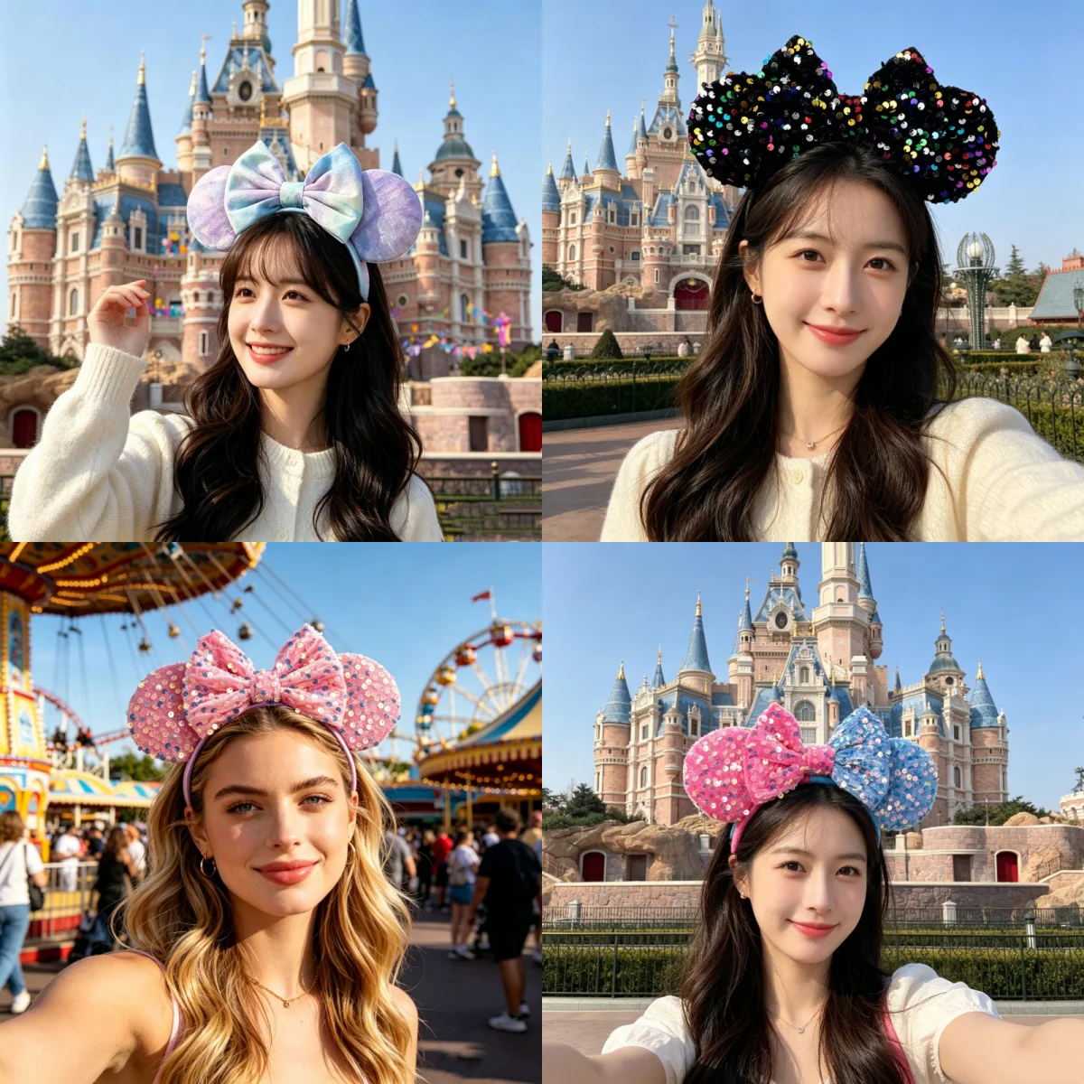 Amusement Park Decoration Mickey Ears Birthday Outfit Headband Sequins Butterfly Tie Dye Mickey Hair Accessories