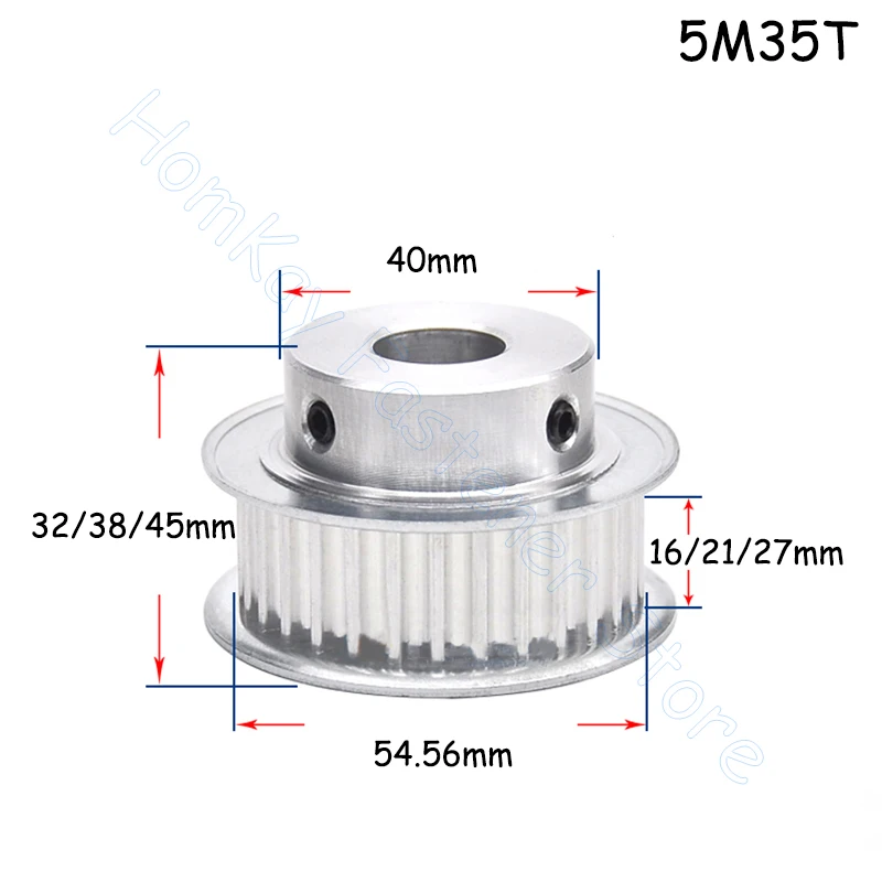 35T 5M Timing Pulley Bore 8 10 12 14 - 25mm 35 Tooth Synchronous Wheels 3D Printer Accessories Parts for Belt width 15 20 25mm