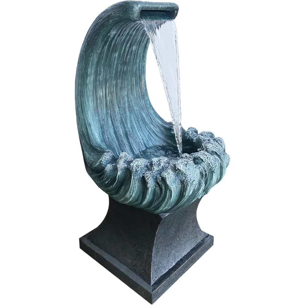 

Ocean Wave Water Fountain with LED Light - Fiberglass Resin – Outdoor/Indoor – Great for Ocean Lovers and Surfers