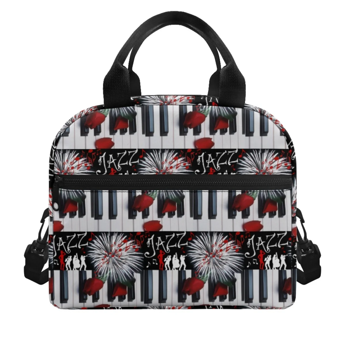 FORUDESIGNS Piano Key Rose Design Women\'s Thermal Lunchbox New Arrival Fashion Aesthetic Lunch Bags Practical Lightweight