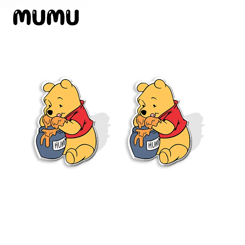 2024 New Winnie the Pooh Bear Stud Earring Cartoon Epoxy Jewelry Resin Acrylic Earrings Handmade Gifts Girl