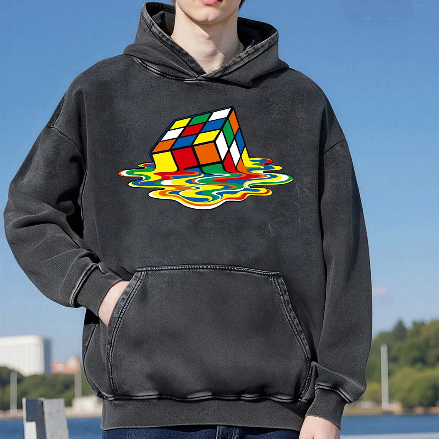 

Толстовка с капюшоном в стиле ретро с волшебным узором для мужчин и женщин, повседневная спортивная одежда, хлопковая модная уличная одежда, 400 г