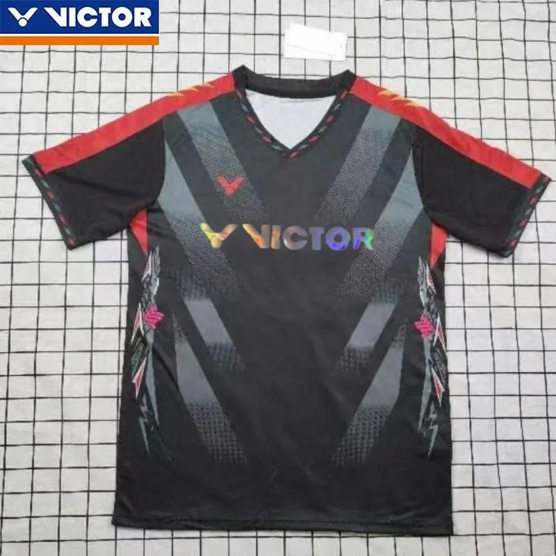 Victor 2024 New Men's and Women's Badminton Suit Breathable Short Sleeved Top Paired with Shorts Set