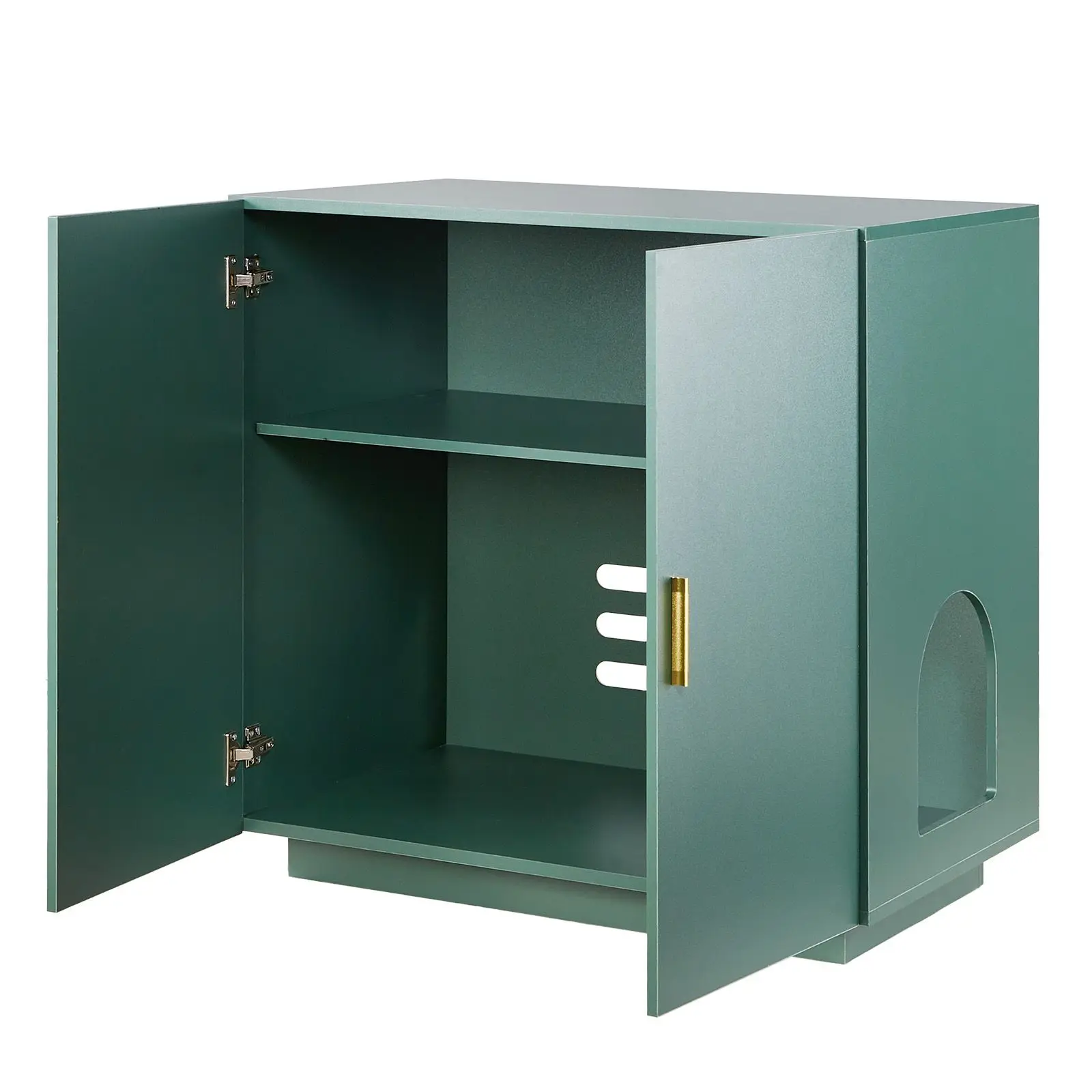 Cat Litter Box Enclosure, 31.5 in Hidden Cabinet, Wooden Indoor Washroom with Ventilated Holes, Double-Door Kitty Pet House