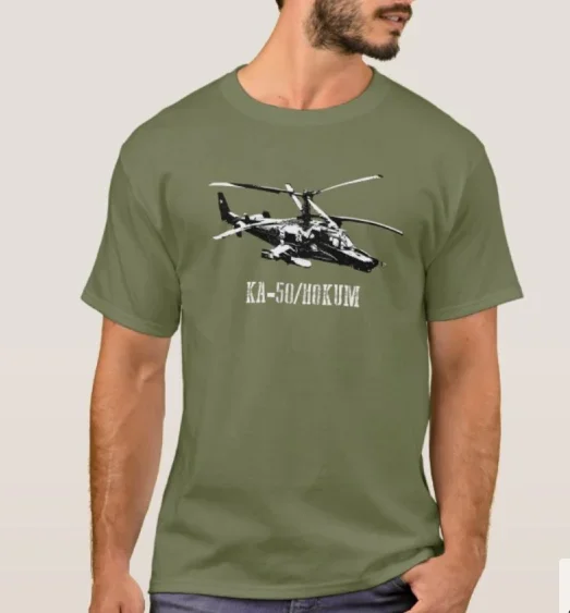 Russian KA-50 Black Shark Helicopter Gunship T-Shirt 100% Cotton O-Neck Short Sleeve Summer Casual Mens T-shirt Streetwear