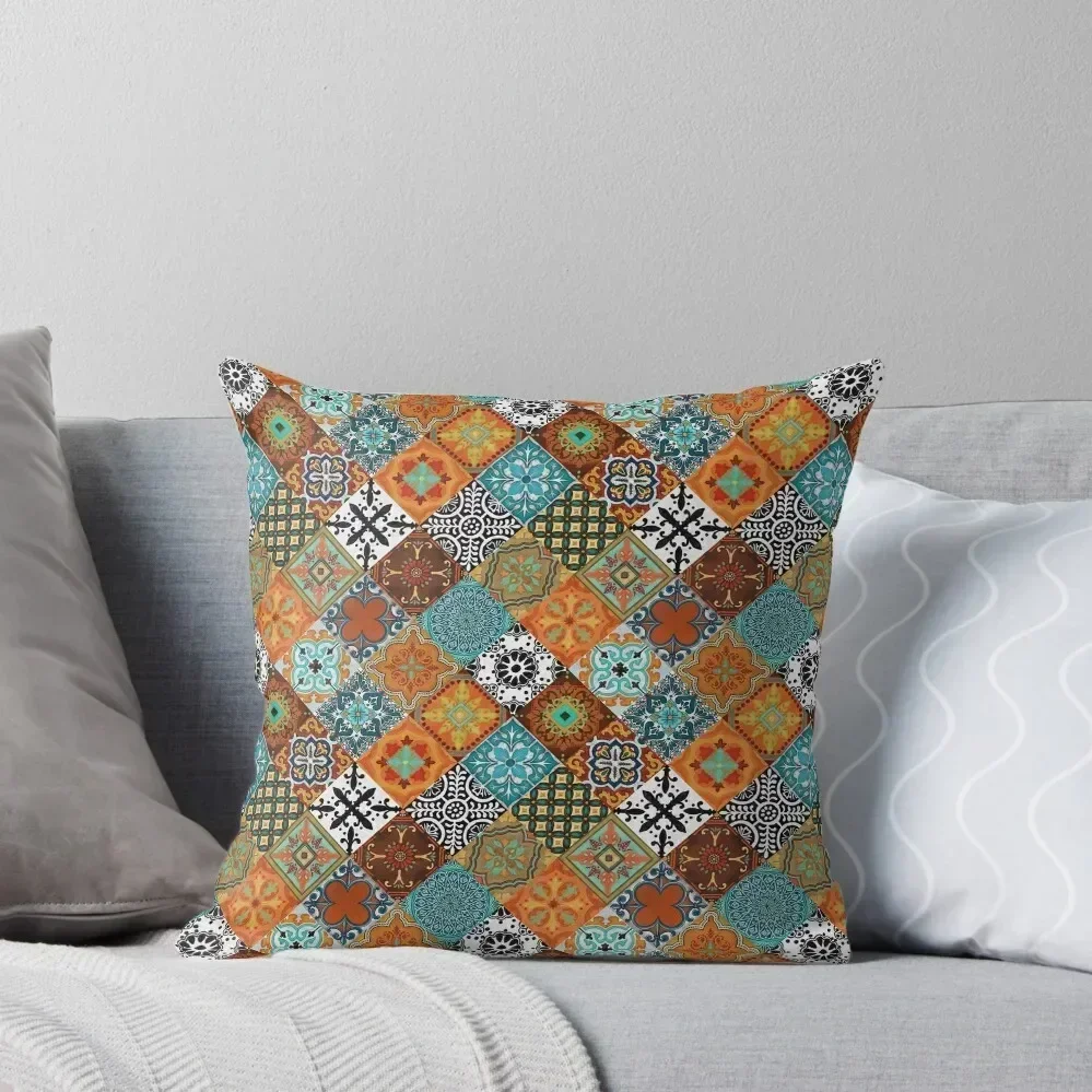 

Talavera Tiles rust orange aqua turquoise blue black white Throw Pillow Pillowcase Cushion Christmas Pillow Covers pillow