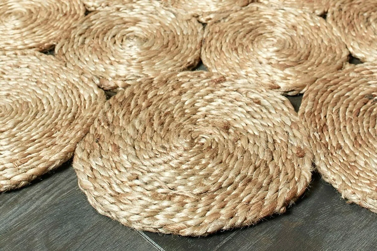 

Natural Jute Rug Round Reversible 6x6 Feet Stylish Rug Braided Modern Look Area Rug for Living Room