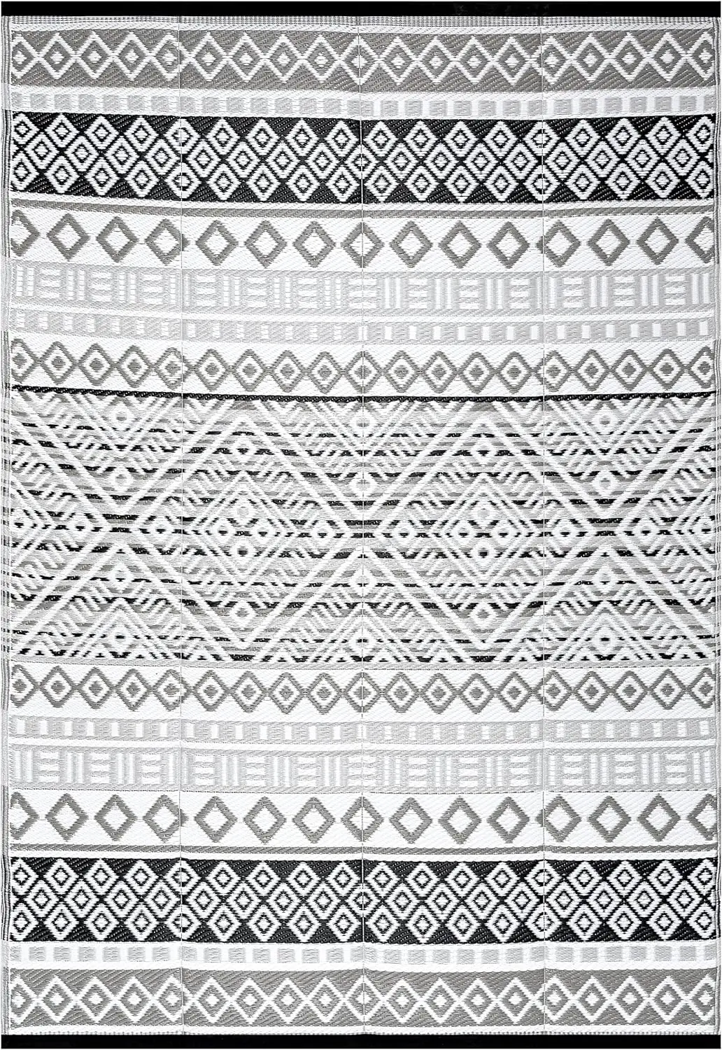 Comfort Corner Boho Outdoor Rug Waterproof for Patio RV Camping Picnic Balcony Plastic Straw Rug Charcoal White 9x12