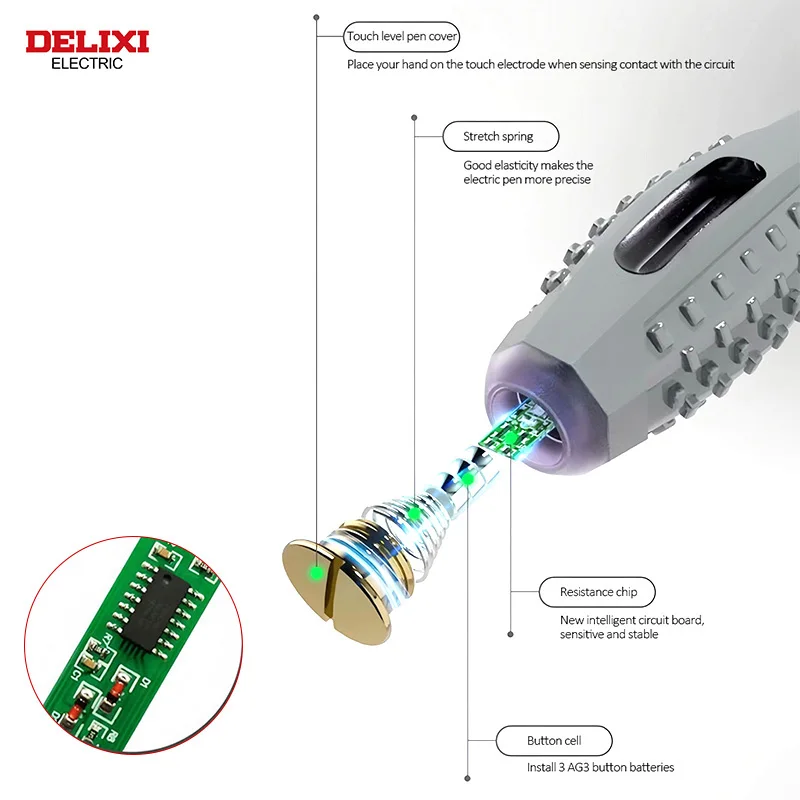 DELIXI ELEKTRYCZNY Ołówek testowy Napięcie Bezdotykowy indukcyjny detektor testowy Elektryk Płaski śrubokręt Woltomierz Wykrywanie obwodu