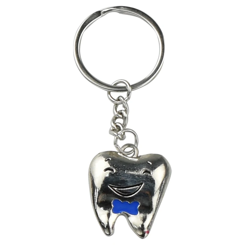 2Pcs Dental Teeth Shape Model Cartoon Simulation Tooth Pendant Keychain Backpack Hanging Clinic Gift Lover Couple