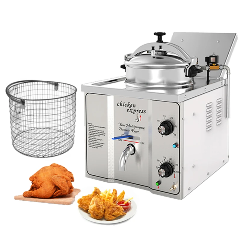 

16L Mini Electric Frying chiken home vacuum counter table top pressure fryer small countertop basket pressure deep fryer machine