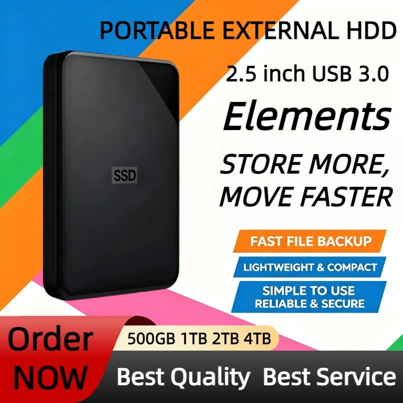 New 2.5" Elements External Hard Drive USB3.0 High-Speed Transmission Portable HDD 2TB 4TB External Storage Disk For Notebook PC.