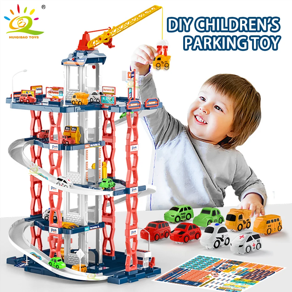 DIY Children\'s Parking Toy City Car Parking Lot Building Assembly Multi-Layer Rail Track Slot Garage Toys for Children Boy Gifts