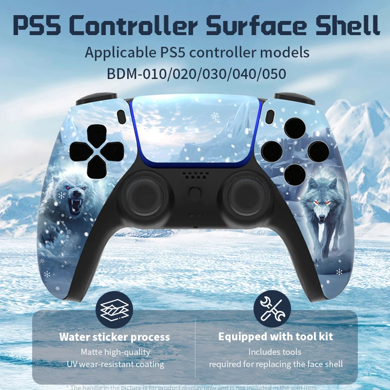 Redesigned and replaced front shell touchpad compatible with PS5 controller BDM-010, 020, 030, 040, 050-Ice and Snow plum bossom