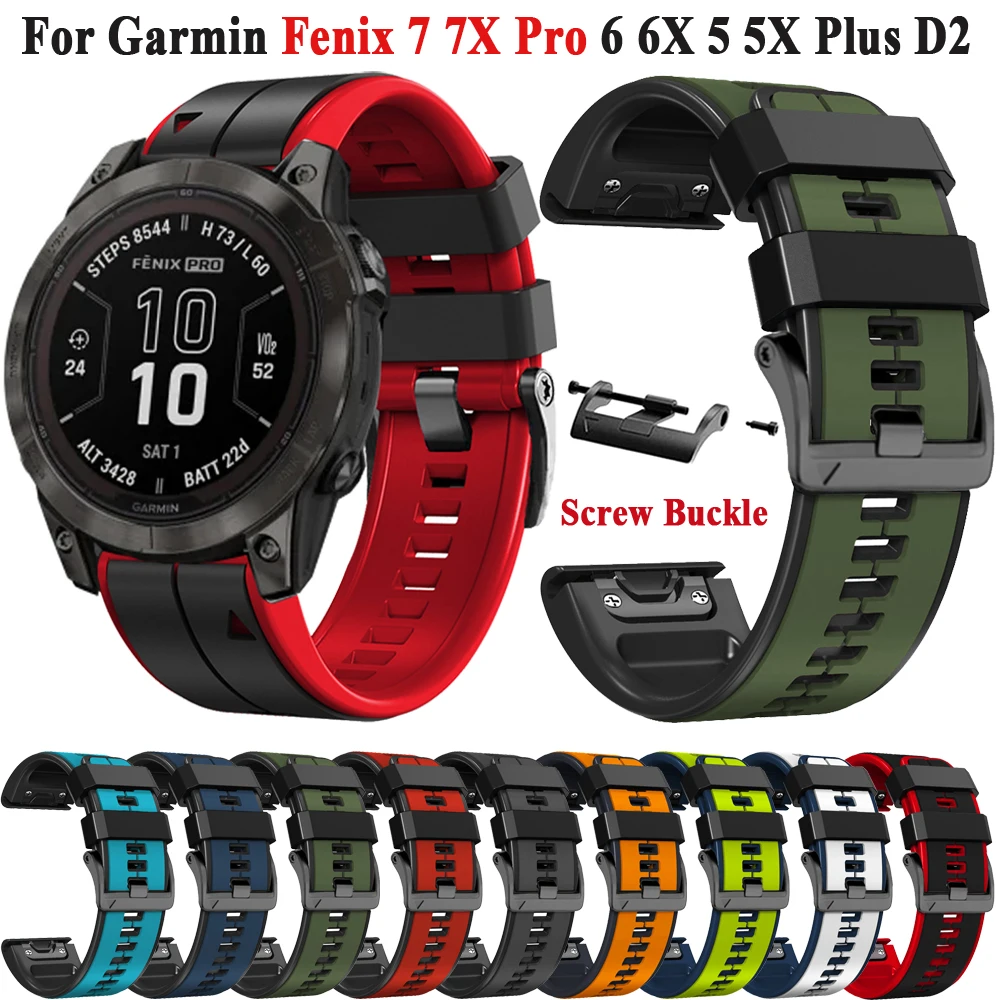 Correa de silicona para Garmin Fenix 7 7X Pro, pulsera con hebilla de tornillo de 22 y 26mm, ajuste rápido para Fenix 6 6X Pro 5 5X Plus
