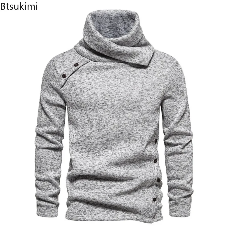 New 2026 Men\'s Thick Warm Sweaters Vintage Trend Knit Pullovers Man Turtleneck Sweater Soft Casual Knitwear Sweater for Men Tops