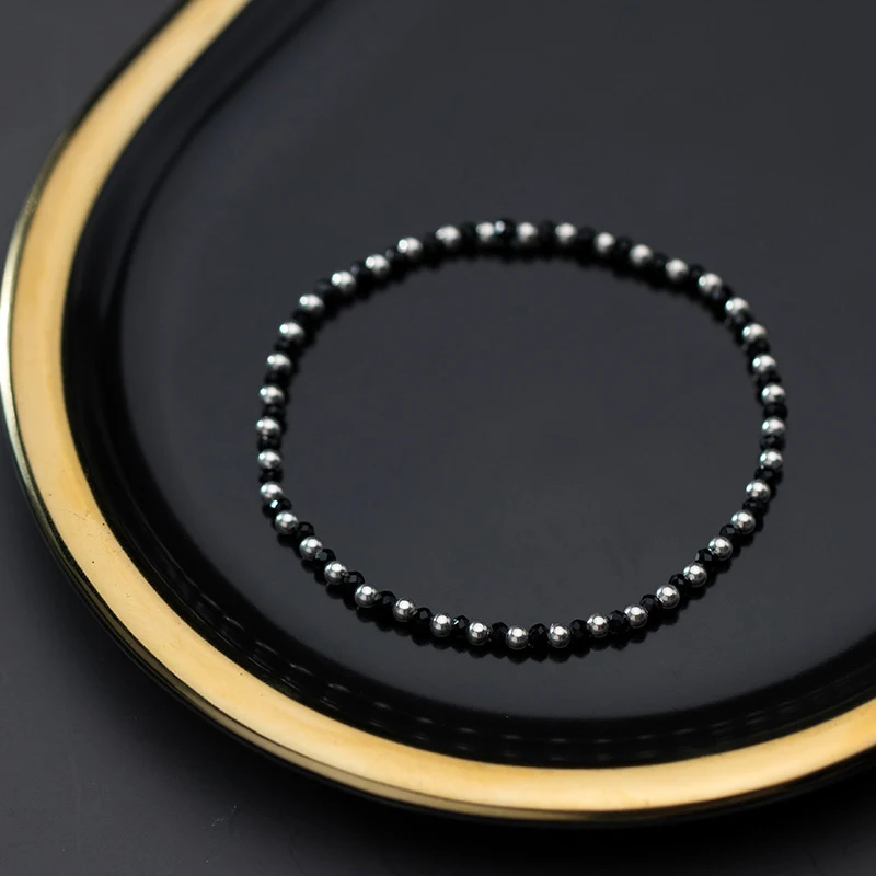 Modian Fashion Black Crystal or Ball Strand Bracelet for Women 925 Sterling Silver Simple Bracelet Fine Jewelry Gift 2020 New