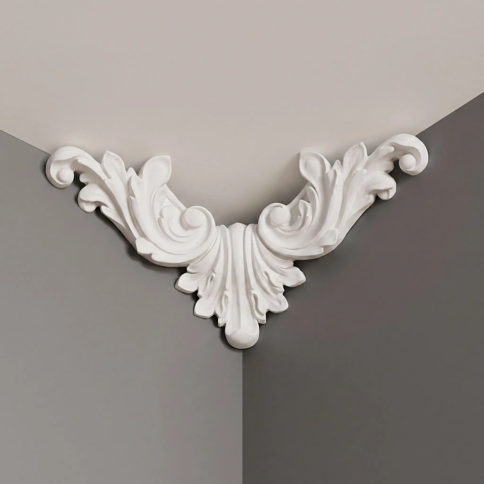 Floral Corner Wall Molding, Baroque European Style Ceiling Flower Carving Applique Interior Decorative Trim Floral Molding