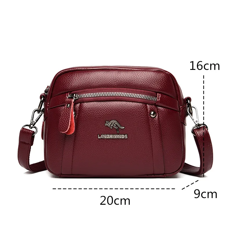 Women Messenger Bags High Quality Leather Ladies Crossbody Shoulder Shopper Wallet Casual Many Pockets Female Handbag and Purses