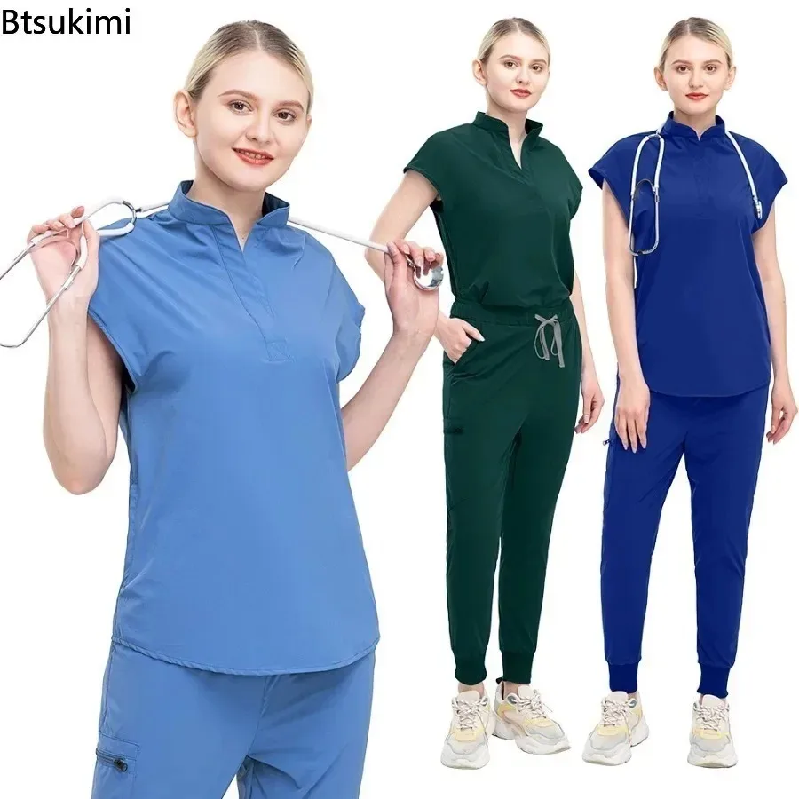 Women Scrub Set Surgical Nursing Hospital Uniform Medical Uniforms Wholesale Multicolor Short Sleeve Workwear Clinic Nurse Scrub view 6