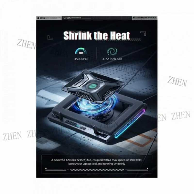 Y for Llano V10 Pro Laptop Cooling Pad, 5.5'' Turbo Fan, 12 RGB