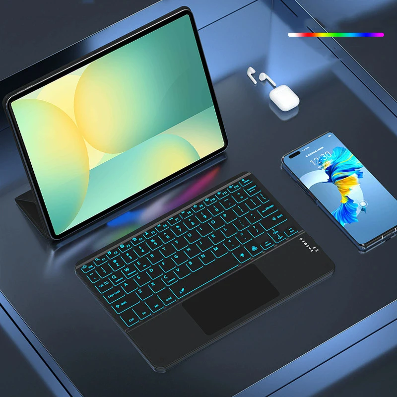 Backlit Keyboard for Samsung Galaxy Tab S10 FE Plus S9 Ultra FE+ S11 Touch Keyboard for Galaxy Tab A9 A8 A7 Bluetooth Keyboard