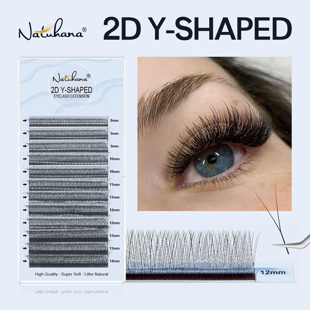 

NATUHANA с одним кончиком 2D YY Lashes Готовые объемные веерные наращивание ресниц C/D/L/LU Curl Натуральные мягкие 2D YY Индивидуальные накладные ресницы
