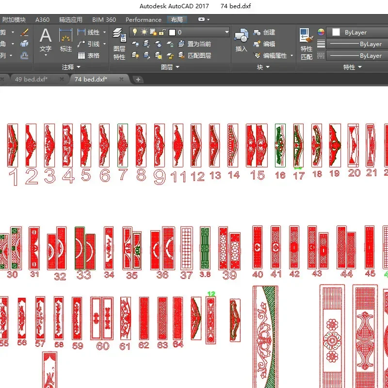 CNC Router Engrave Woodworking 1000 pcs Bed Board Design Drawings 2D DXF format AutoCAD