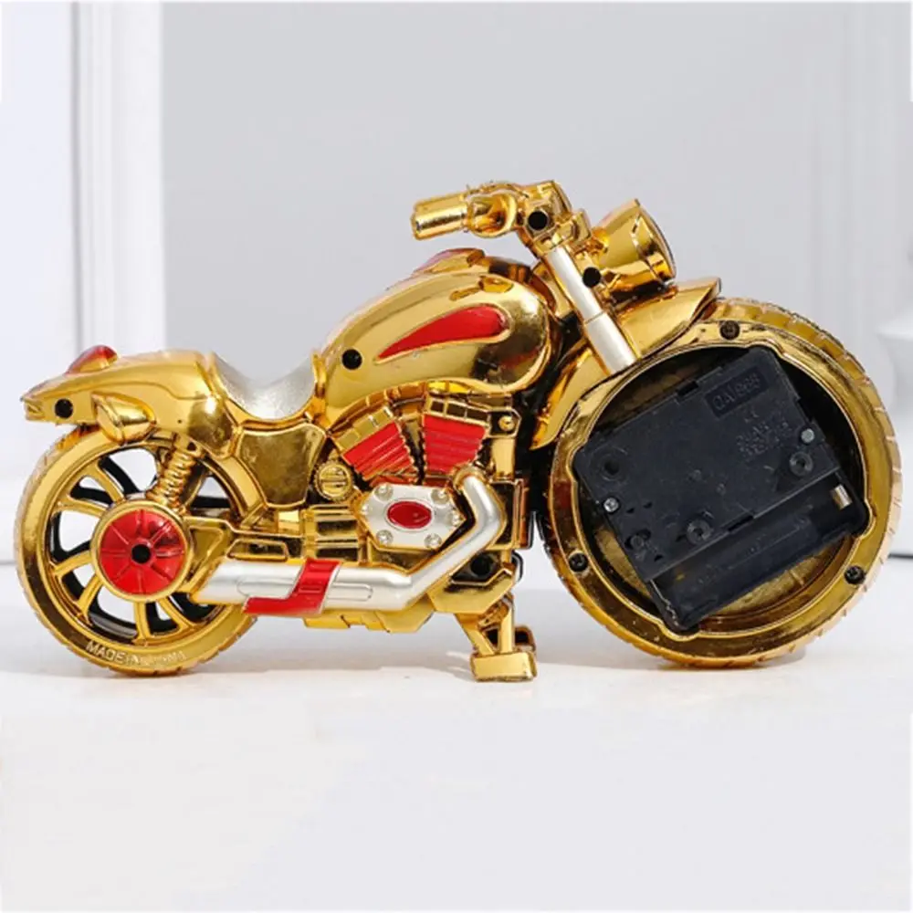 Home Decor Motorcycle Pattern Art Crafts Easy to Use Motorcycle Alarm Clock Motorcycle Model Bedside Clock Desktop Ornament