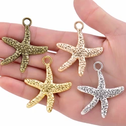 4PCS 48*40mm 4 Color Wholesale animal Charms Alloy Metal starfish Pendants For DIY Handmade Jewelry Accessories Making