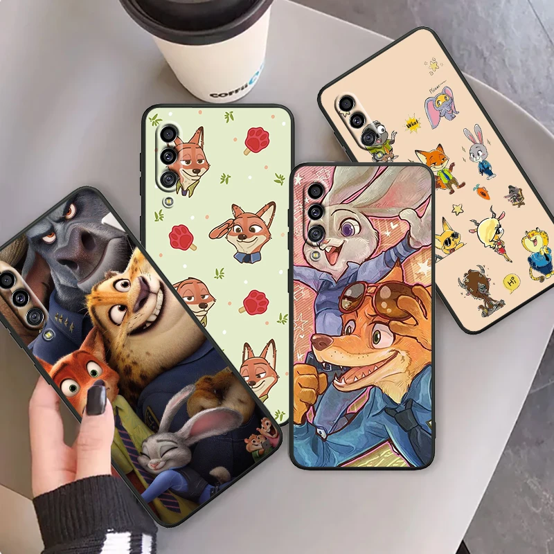 Zootopia Disney Cute Luxury For Samsung A53 A52 A33 A32 A51 A71 A21S A13 A73 A50 A22 A23 A03 A72 A54 A12 5G Black Funda