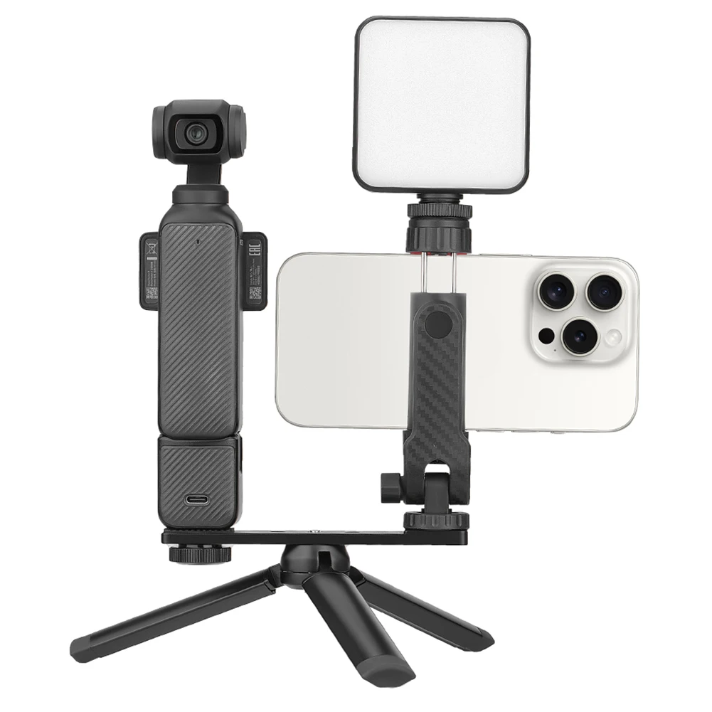 مشبك هاتف دوار محمول لـ DJI Osmo Pocket 3 ملء ضوء ترايبود كليب مشبك الهاتف مع برغي 1/4 بوصة والحذاء البارد #5