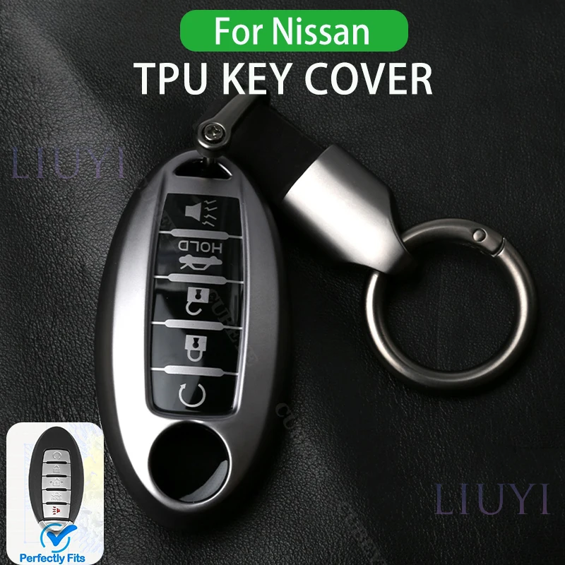 

For Nissan Key Case Altima Sentra Rogue Pathfinder Murano Armada Maxima Soft TPU Key Case Metallic Gray Car Interior Accessories