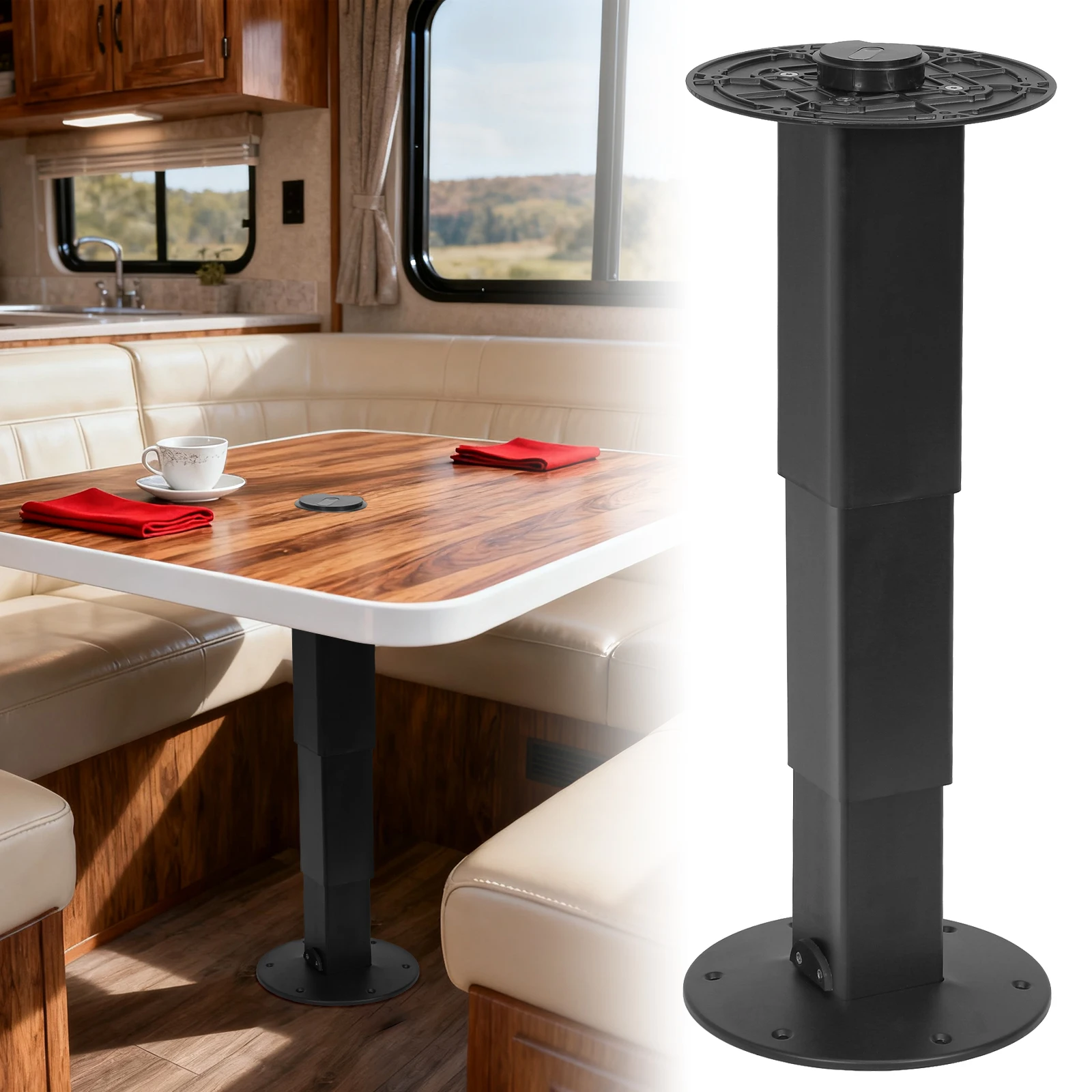 

Heavy Duty RV Telescopic Table Base with Gas Lift, Adjustable Pneumatic Tatami RV Yacht Aluminum Table Leg Base Installation