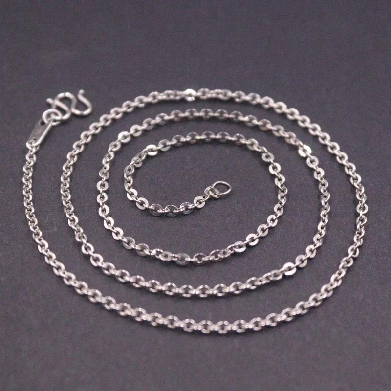 Real Pure Platinum 950 Chain Women Gift Lucky 1.8mm O Link Necklace 5.8-6g/41cm